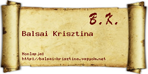 Balsai Krisztina névjegykártya